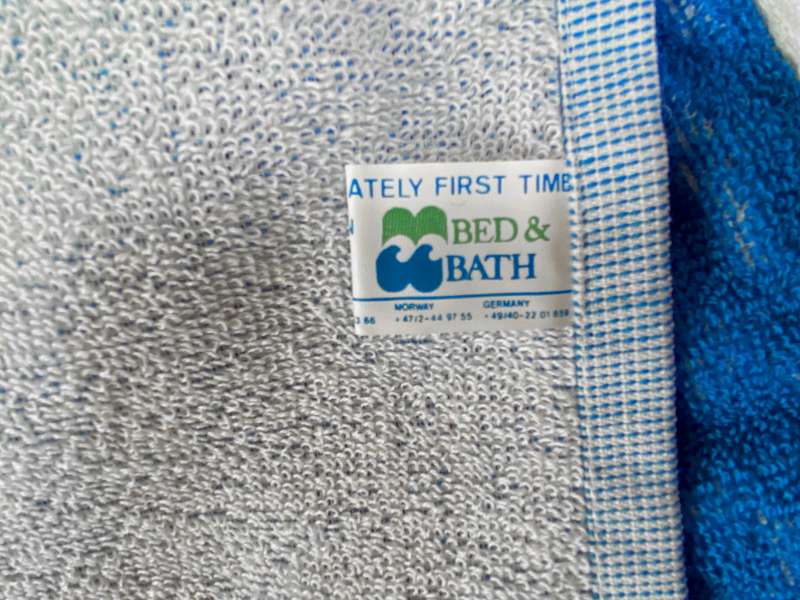 Vintage KONICA Bath Towel, blue, from the 70s in Germany,collectors item, still brand new,not used