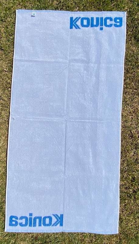 Vintage KONICA Bath Towel, blue, from the 70s in Germany,collectors item, still brand new,not used