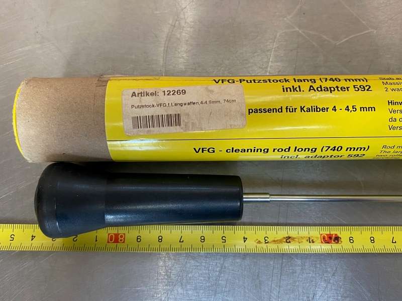 VFG Cleaning rod long (740mm) + Adaptor 592 for .22  ( .22 or airrifle), from Germany