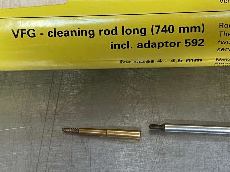VFG Cleaning rod long (740mm) + Adaptor 592 for .22  ( .22 or airrifle), from Germany