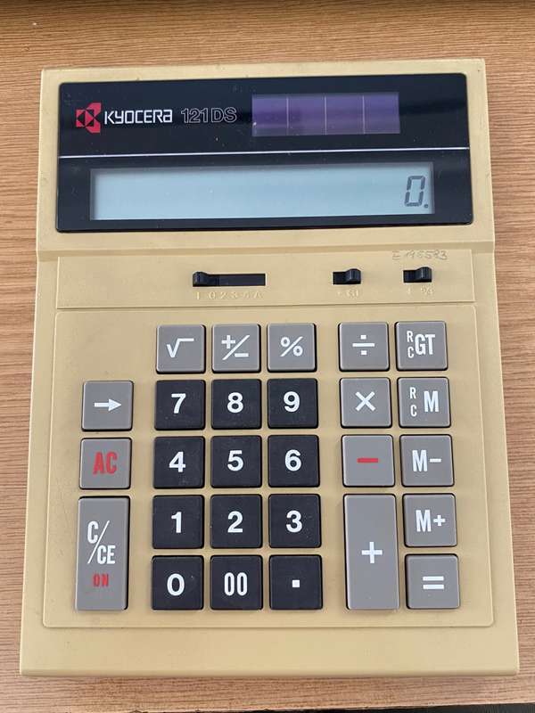 Kyocera Solar Calculator 121DS , vintage, made in Japan, collectors item