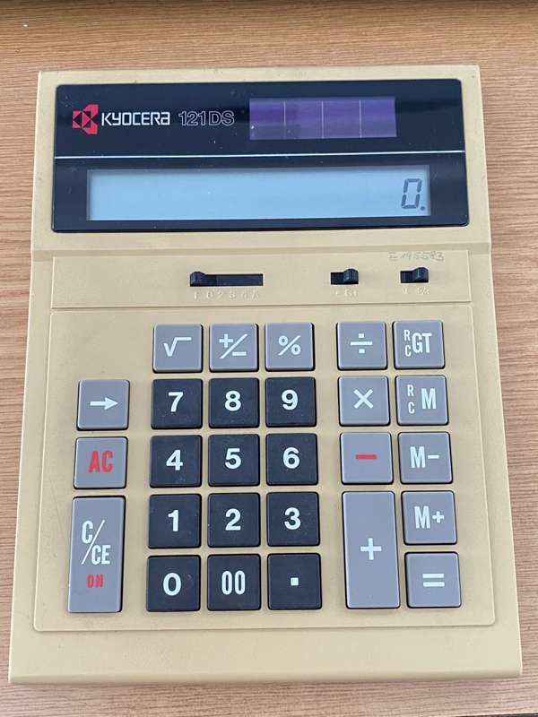 Kyocera Solar Calculator 121DS , vintage, made in Japan, collectors item