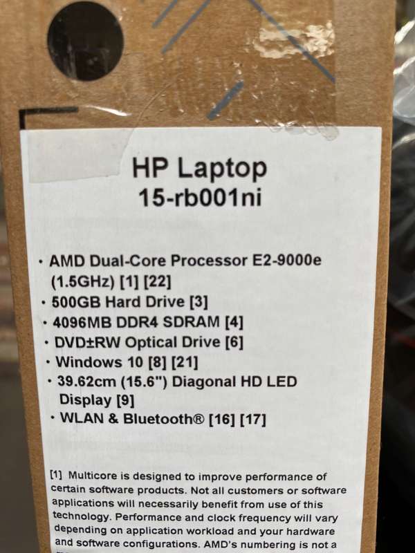 HP15 - RB001NI 15.6` Notebook ,500GB HDD, 4096MB DDR4 SDRAM,DVD , Windows 10 , still sealed in box