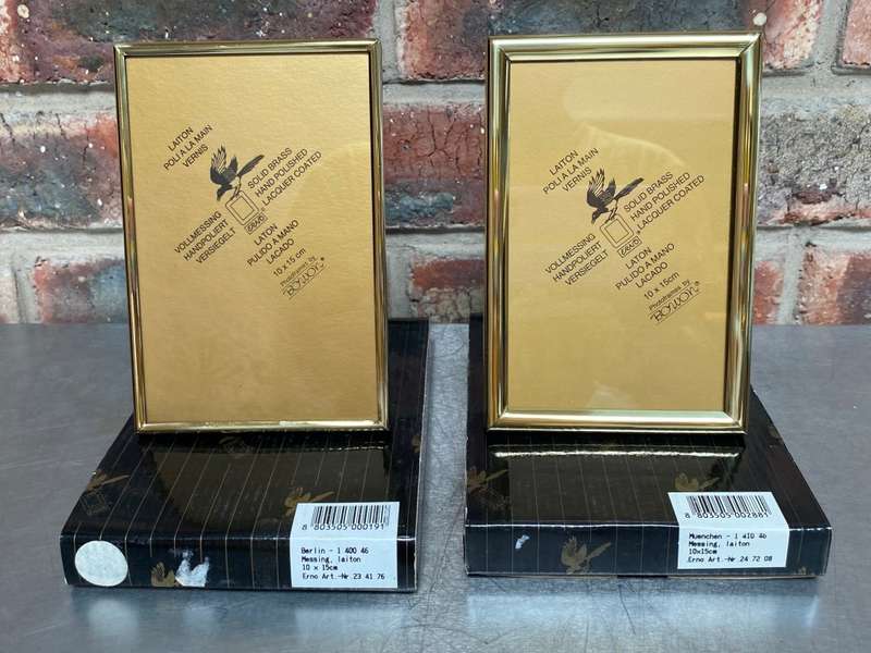 Erno Photo Frame Lot ,brass metal,gold colour, from Germany, new, unused, for photo size 10x15cm,