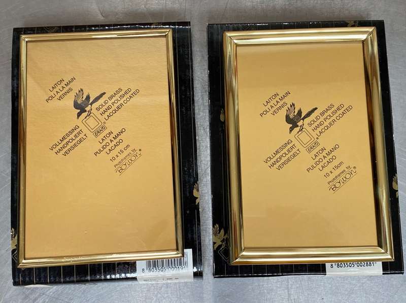 Erno Photo Frame Lot ,brass metal,gold colour, from Germany, new, unused, for photo size 10x15cm,