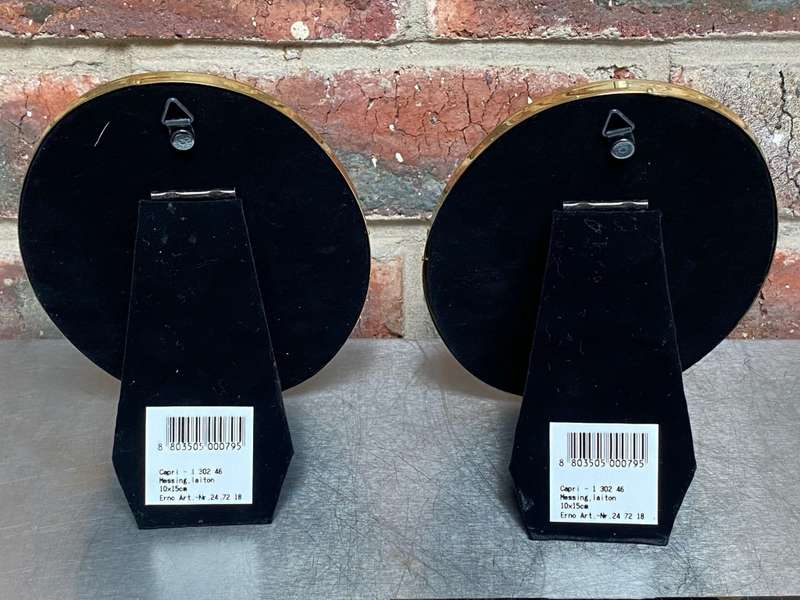 2x Erno Oval Photo Frame ,brass metal,gold colour, from Germany,new,unused, for photo size 10x15cm,