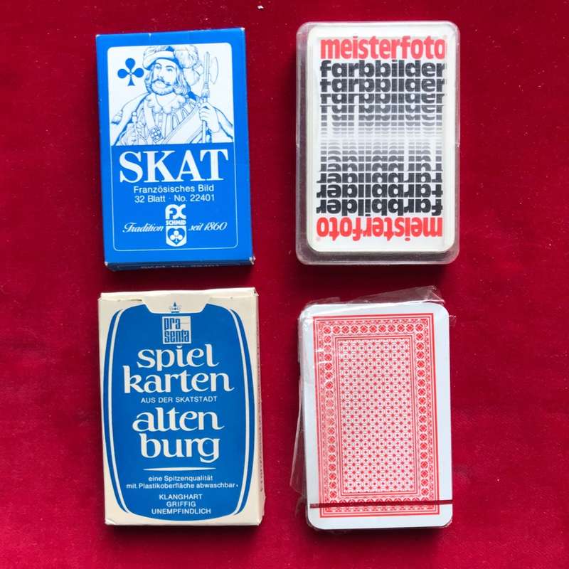 Skat playing card sets (4) , collectors items, Schmid, Beroflex, Meisterfoto, LOT A