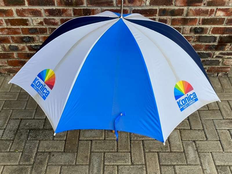 Konica Umbrella, vintage, from the 70s/80s, diameter 128cm, rare ,collectors item, from Germany