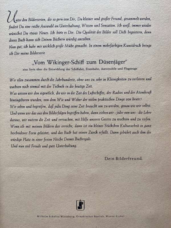 Vintage Collectors item 1952 : Vom Wikinger-Schiff zum Düsenjäger (From Viking ship to jet figh...