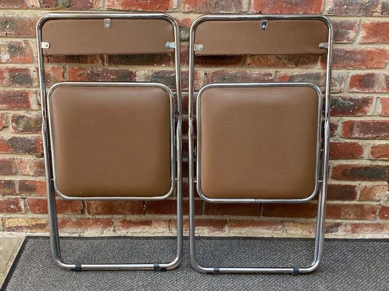 2x Folding chair metal ,brown, from the 60s/70s from Germany, VINTAGE, rare ,collectors item.