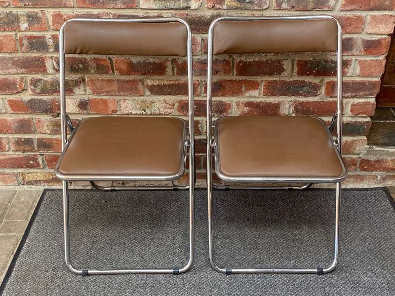 2x Folding chair metal ,brown, from the 60s/70s from Germany, VINTAGE, rare ,collectors item.