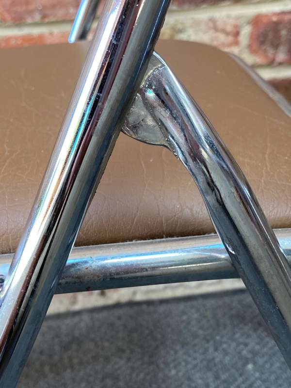 2x Folding chair metal ,brown, from the 60s/70s from Germany, VINTAGE, rare ,collectors item.