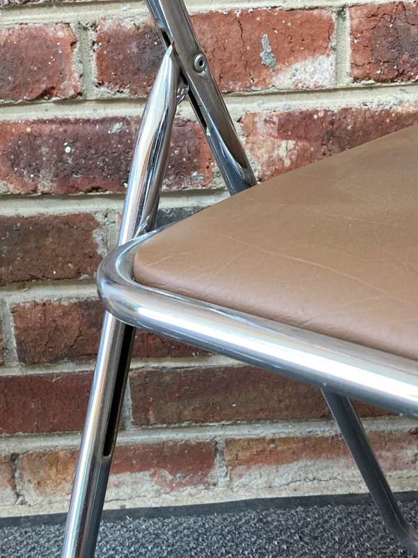2x Folding chair metal ,brown, from the 60s/70s from Germany, VINTAGE, rare ,collectors item.