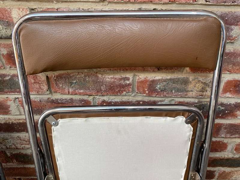 2x Folding chair metal ,brown, from the 60s/70s from Germany, VINTAGE, rare ,collectors item.