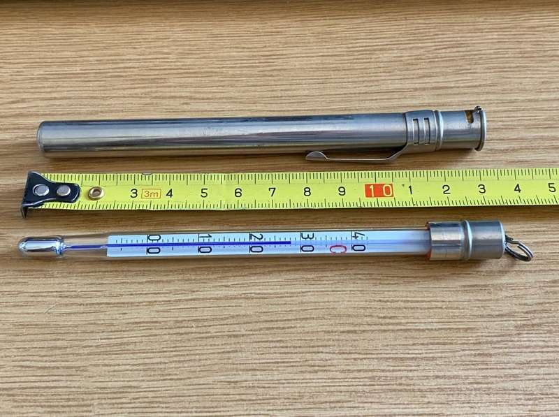 TETENAL Thermometer in metal case , photo lab, LOT 1 , vintage, approx. from the 50s/60s