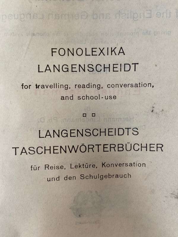 FONOLEXIKA LANGENSCHEIDT 1912 , Pocket Dictionary english-german,vintage book rare