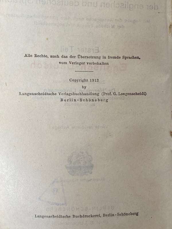 FONOLEXIKA LANGENSCHEIDT 1912 , Pocket Dictionary english-german,vintage book rare