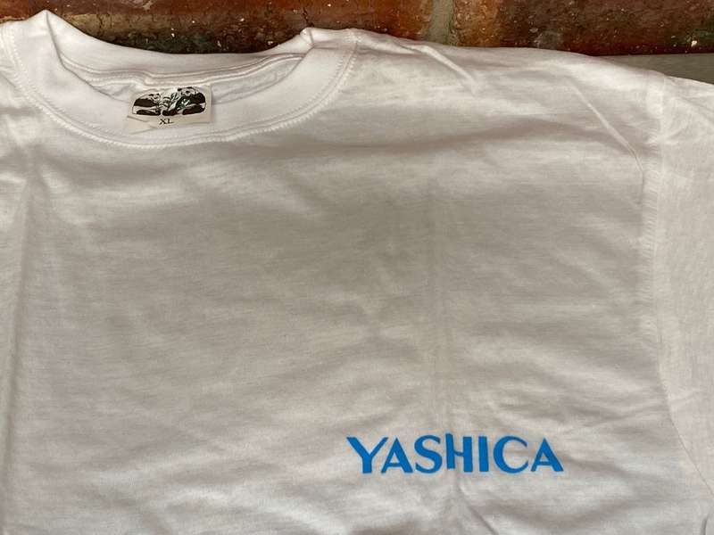Yashica T-Shirt white , size XL - but more like size L , like new, vintage, collectors item