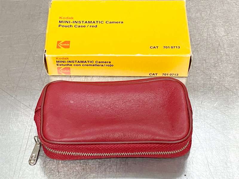 Kodak Instamatic Camera leather pouch, red, vintage, collectors item