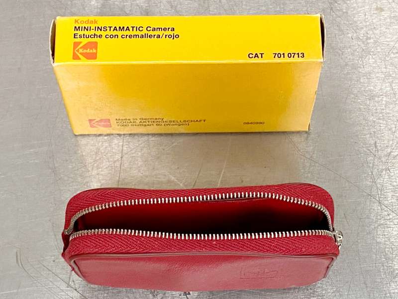 Kodak Instamatic Camera leather pouch, red, vintage, collectors item