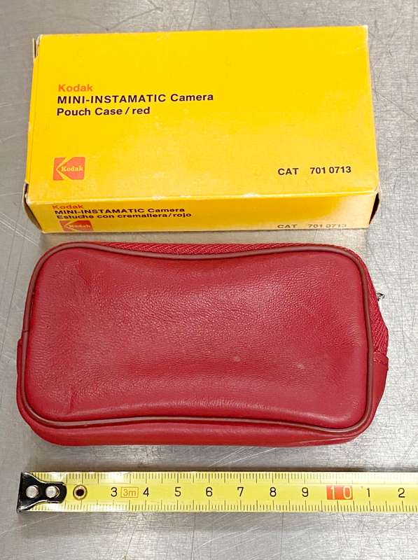 Kodak Instamatic Camera leather pouch, red, vintage, collectors item