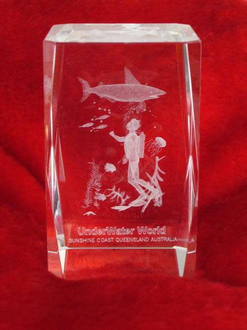 Crystal glass block Underwater World, 3D,  collectors item,vintage,rare