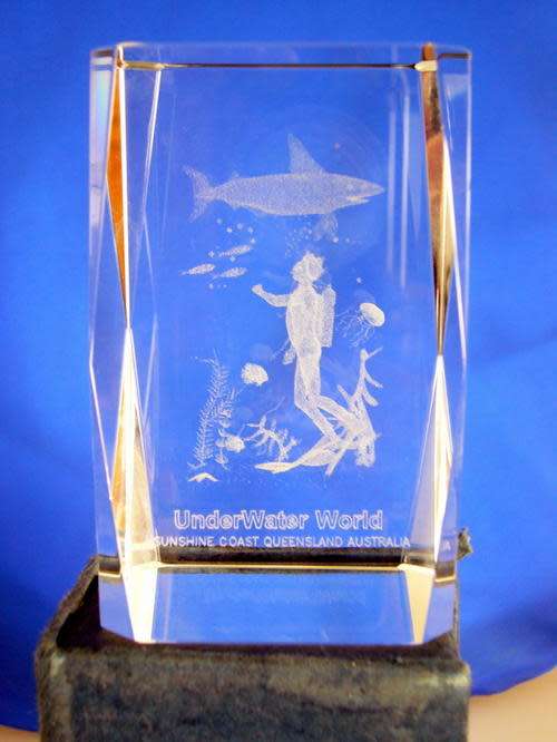 Crystal glass block Underwater World, 3D,  collectors item,vintage,rare