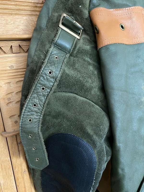 Walter Gehmann Shooting Jacket, Leather, green, vintage, approx. size L from Germany