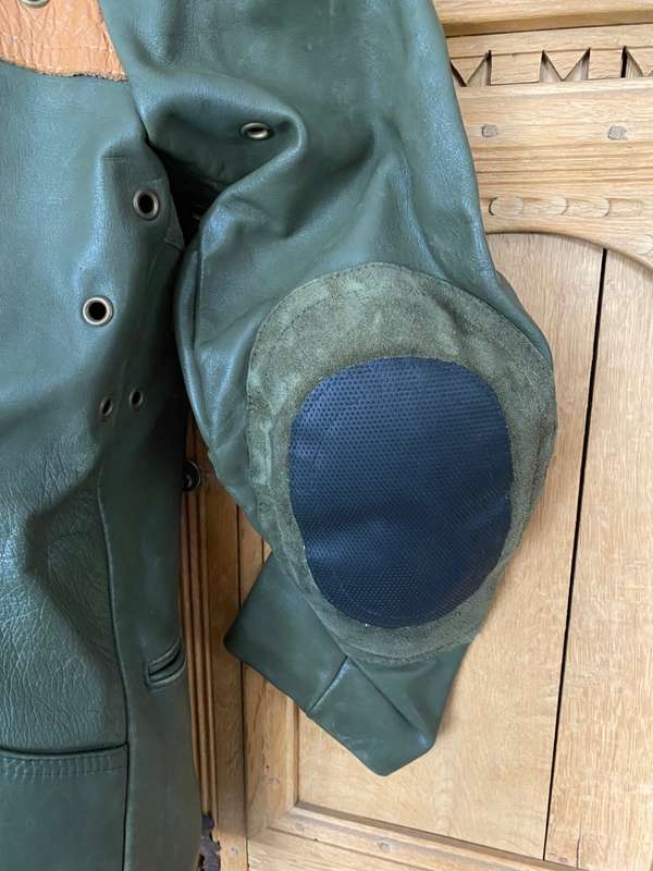 Walter Gehmann Shooting Jacket, Leather, green, vintage, approx. size L from Germany
