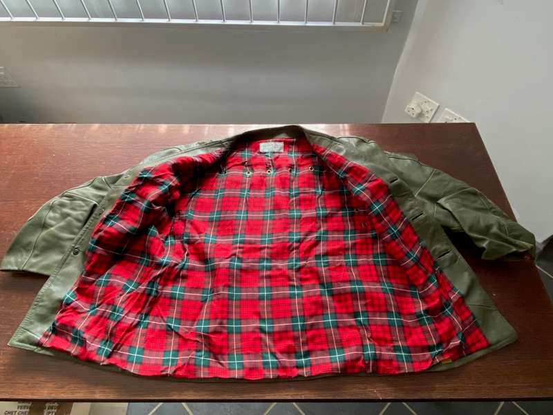 Walter Gehmann Shooting Jacket, Leather, green, vintage, approx. size L from Germany