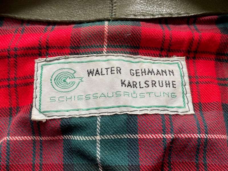 Walter Gehmann Shooting Jacket, Leather, green, vintage, approx. size L from Germany