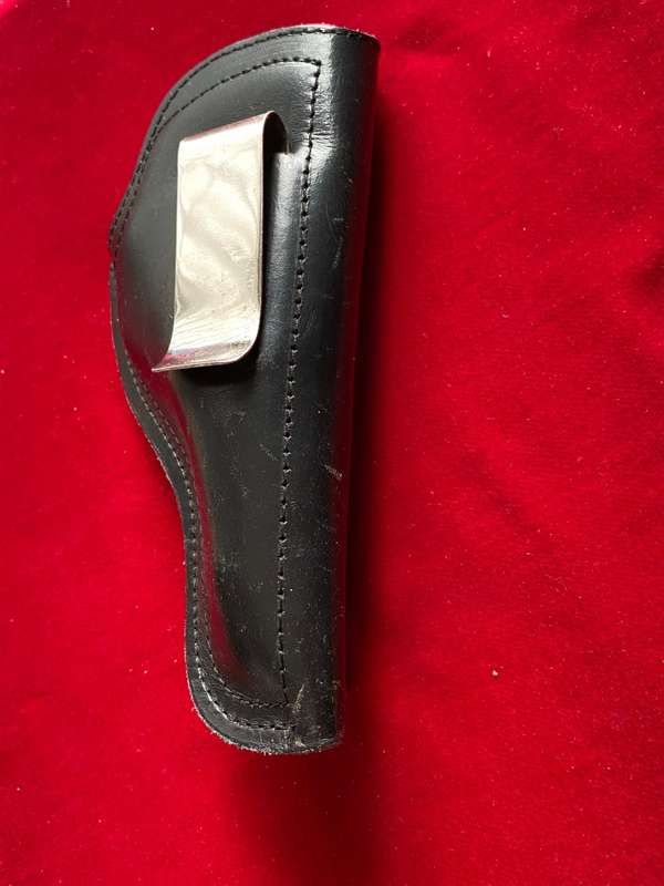 Viking Mexico, hand made, pistol / revolver holster NR. 800276, leather,black,for inside belt using