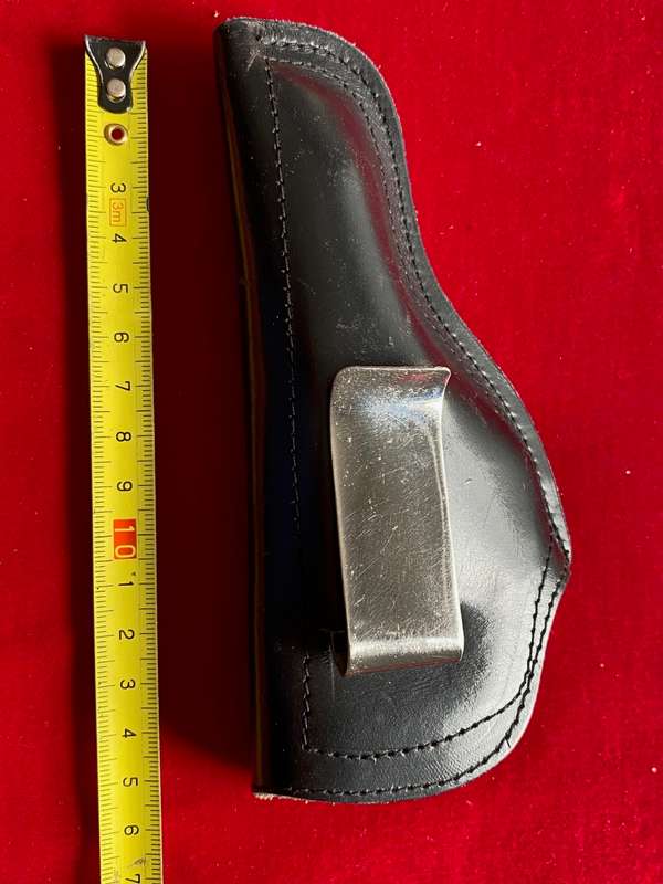 Viking Mexico, hand made, pistol / revolver holster NR. 800276, leather,black,for inside belt using