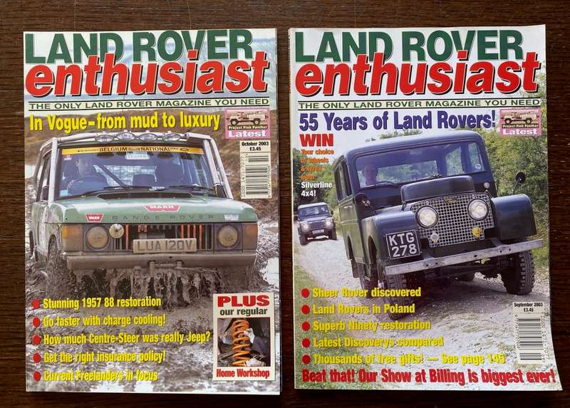 2 x Land Rover Enthusiast 09-2003 and 10-2003 magazines,UK in english,collectors item,vintage,LOT  3