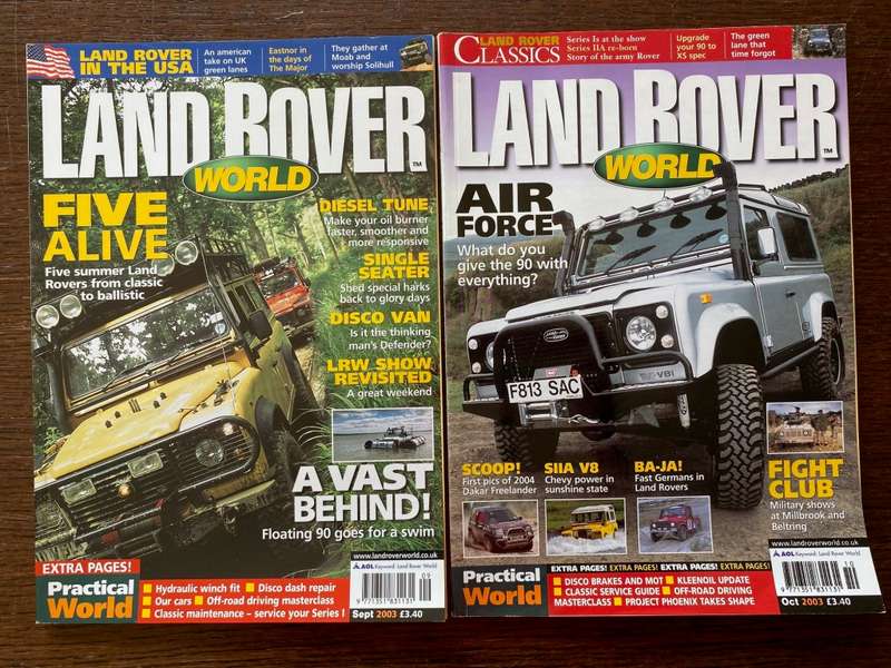 2 x Land Rover World 09-2003 and 10-2003 magazines,UK in english,collectors item,vintage,LOT 1