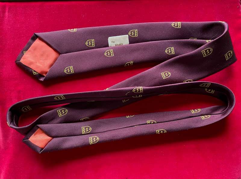 The Sussex Tie, bordeaux, collectors item, rare, vintage, made in England