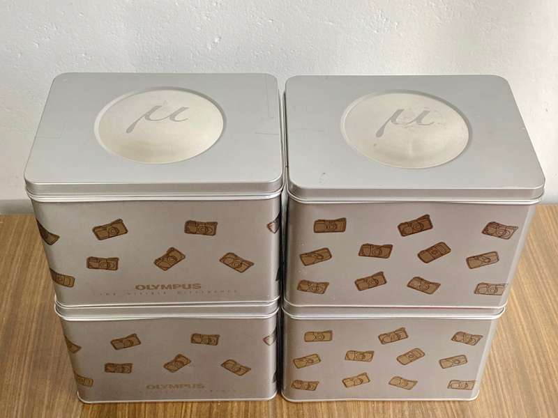 4 x Original Olympus Aluminium sale-box for mju-I / mju-II