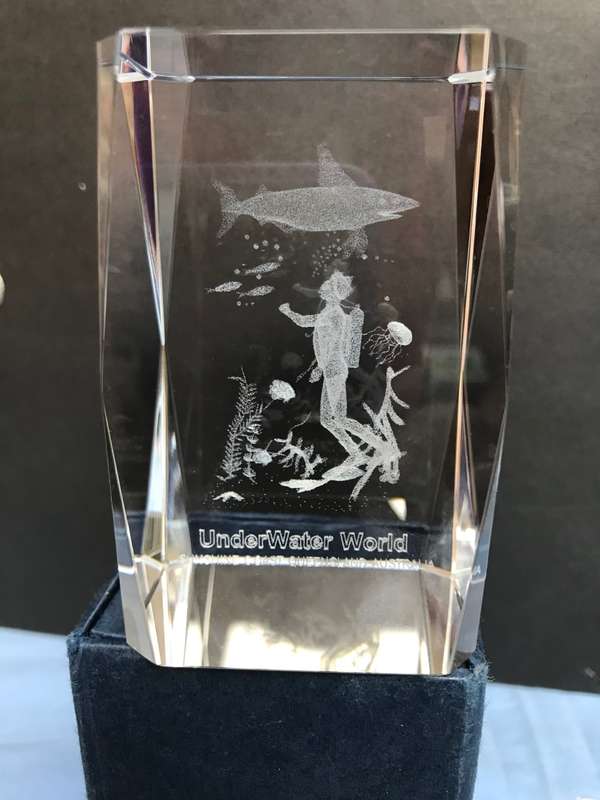 Crystal glass block Underwater World, 3D,  collectors item,vintage,rare