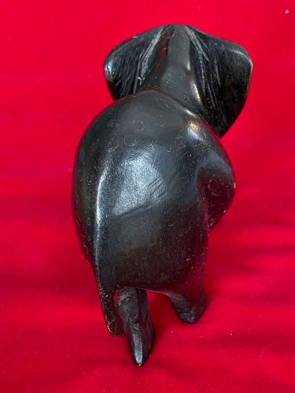 Wooden handcraved Elephant (from Kenia) ,from the  90s, size 14cmx11cm, 261g, african animal (LOT 3)