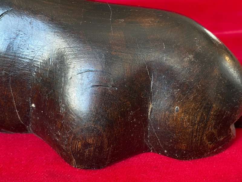 Wooden handcraved Hippo brown, from the  90s, size 16.5cm x 8cm, 363g, african animal (LOT 1)