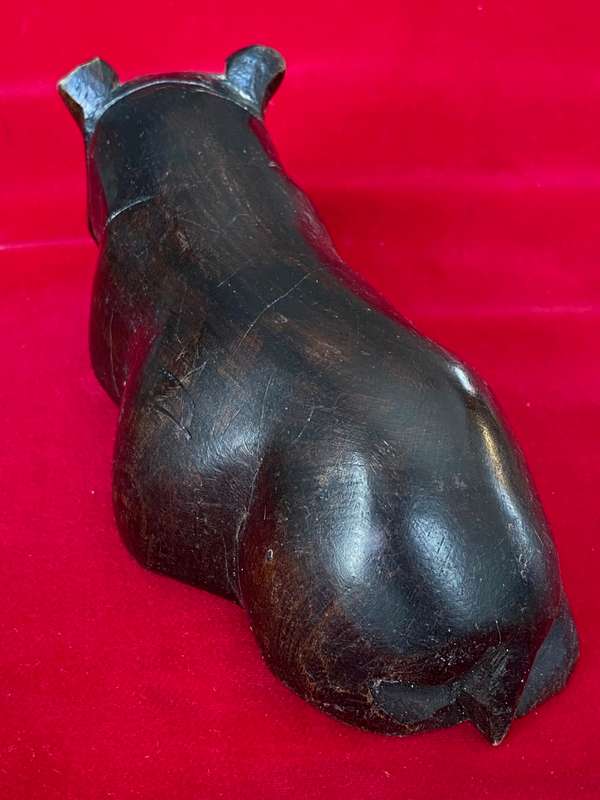 Wooden handcraved Hippo brown, from the  90s, size 16.5cm x 8cm, 363g, african animal (LOT 1)