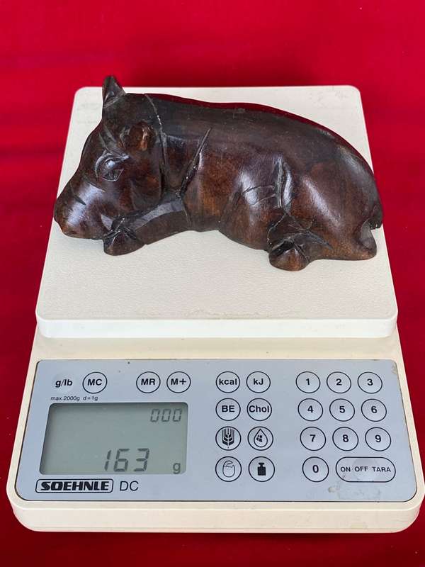 Wooden handcraved Hippo brown, from the  90s, size 12cm x 5cm, 163g, african animal (LOT 3)