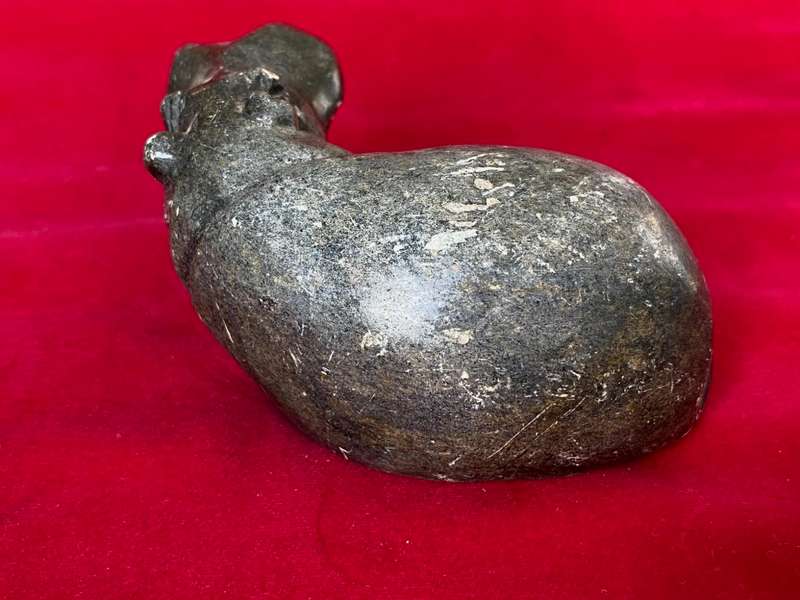 SoapStone handcraved Hippo grey, from the  90s, size 10cm x 6cm, 474g, african animal