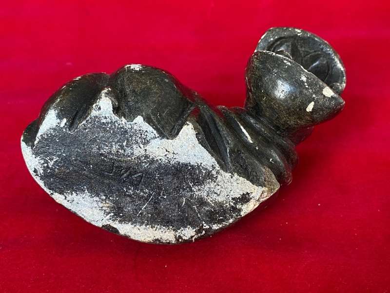 SoapStone handcraved Hippo grey, from the  90s, size 10cm x 6cm, 474g, african animal