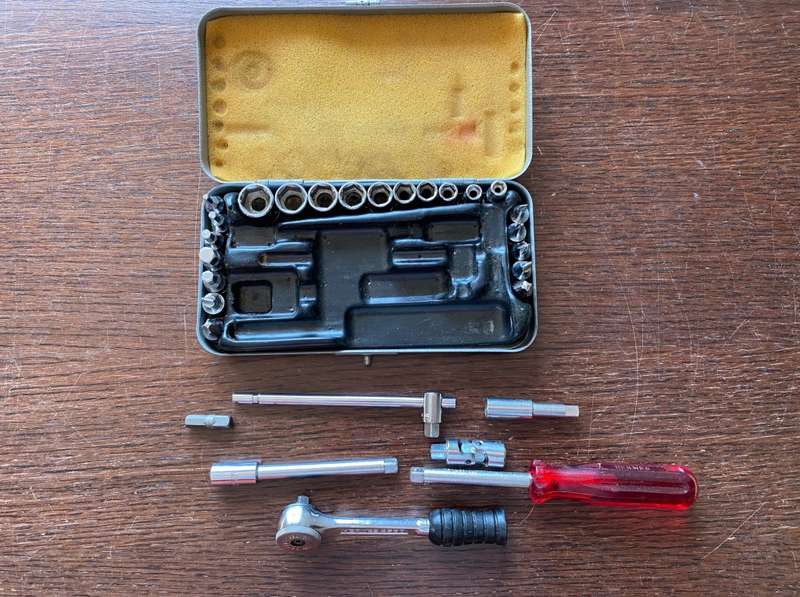 Hermes Germany Rachet Socket Tool Set in metal case, vintage, very rare, collectors item