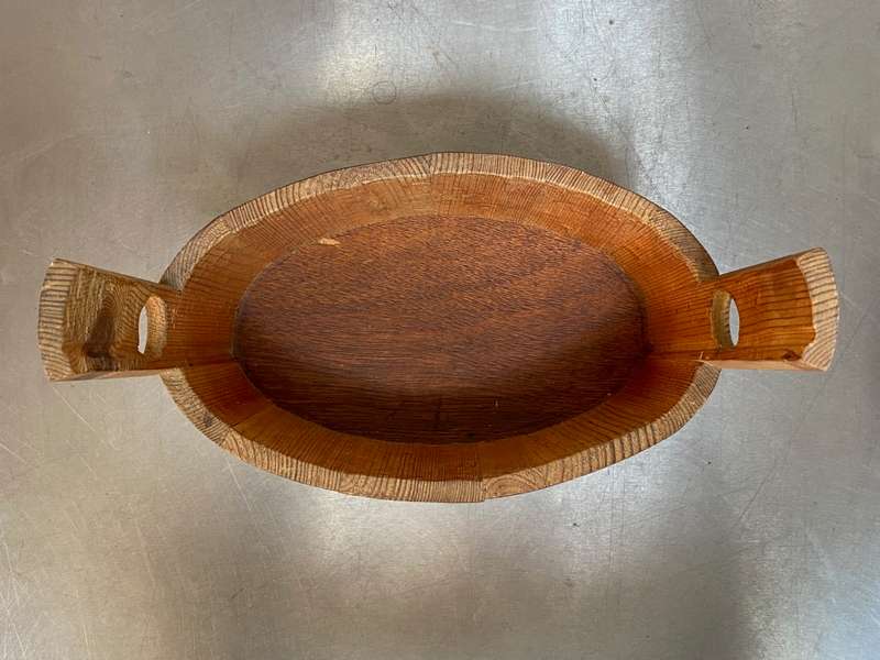 Wooden basket oval ,bucket, handmade with handpainting, vintage , from Germany, from the 60s/70s