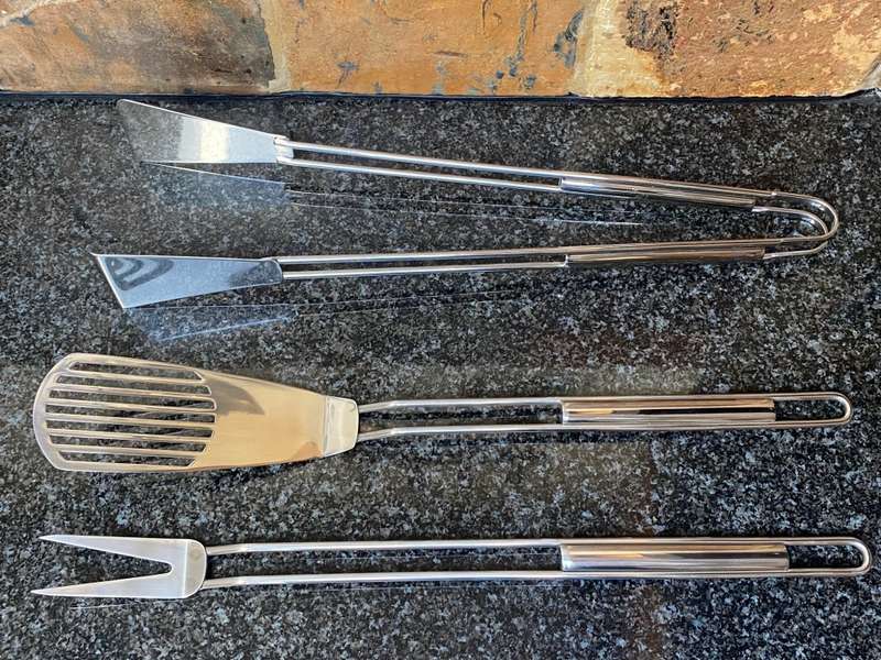 Luxus Barbeque Braai Tool Set , Stainless Steel/ Rostfrei from Germany , Brand :TCM , like new