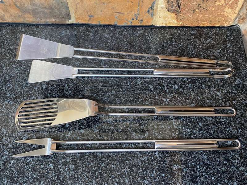 Luxus Barbeque Braai Tool Set , Stainless Steel/ Rostfrei from Germany , Brand :TCM , like new