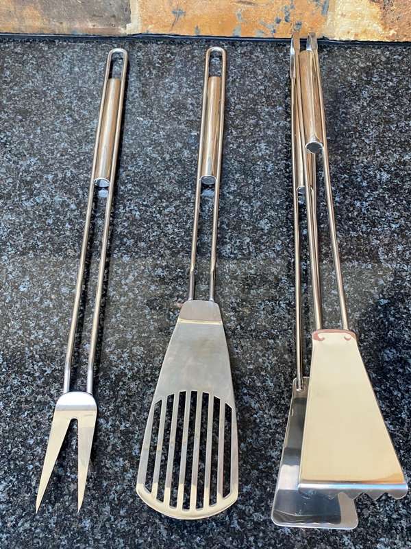 Luxus Barbeque Braai Tool Set , Stainless Steel/ Rostfrei from Germany , Brand :TCM , like new