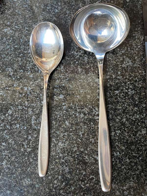 WMF Cromargan Lot: Soup Ladle & Potato Spoon, vintage, from Germany, collectors item